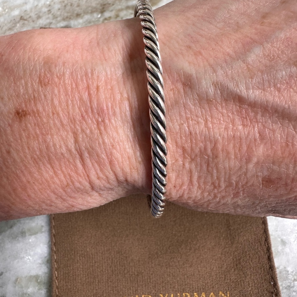 David Yurman Silver Twisted Rope Bangle Bracelet